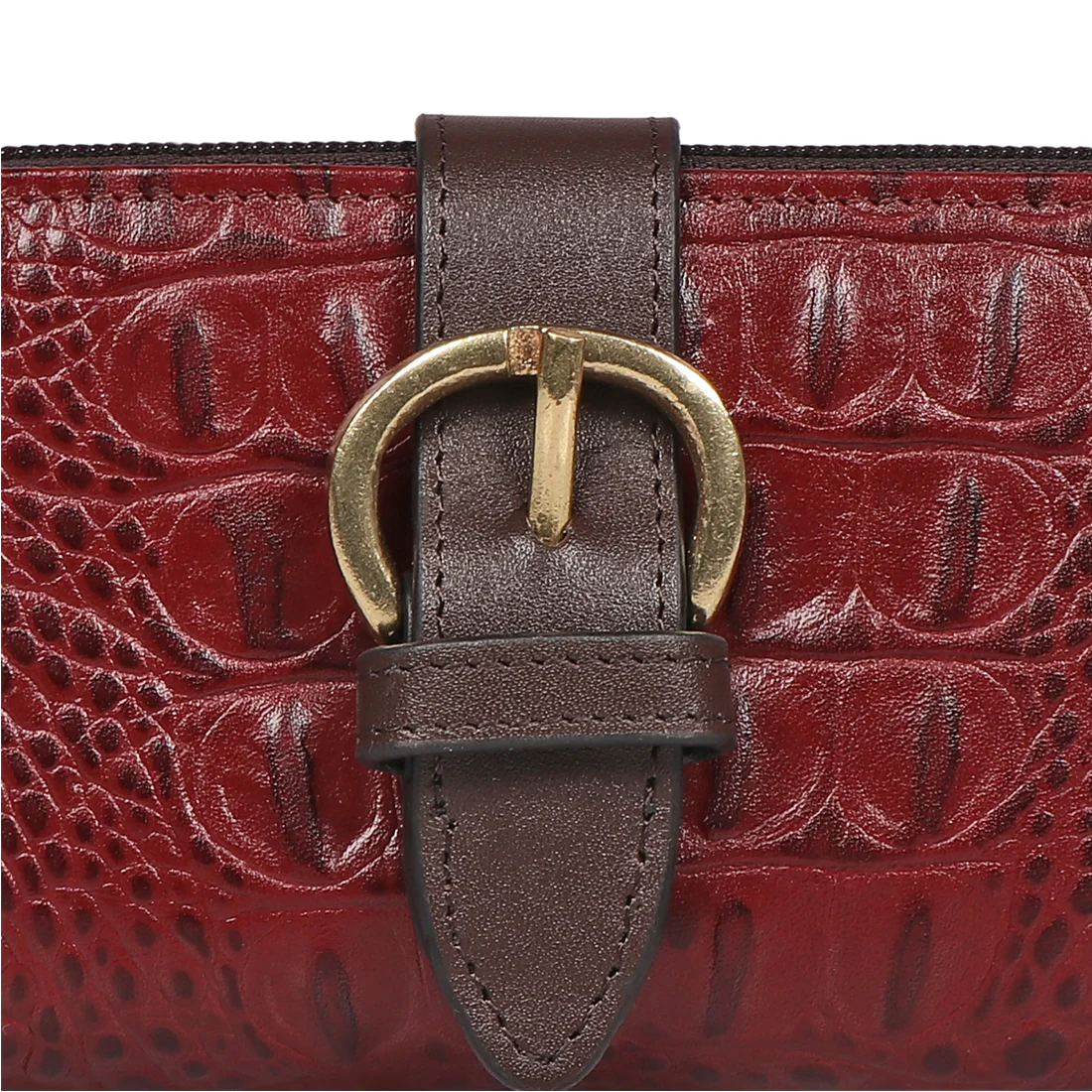 Eliza W1  Sb Red Leather Zip Around Wallet - Image 5