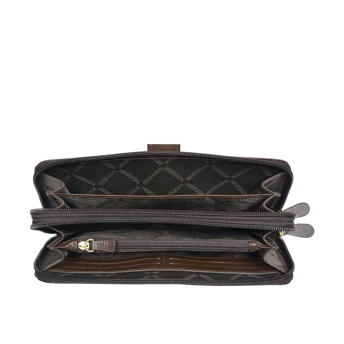 Eliza W2 Sb Brown Leather Double Zip Around Wallet - Image 5