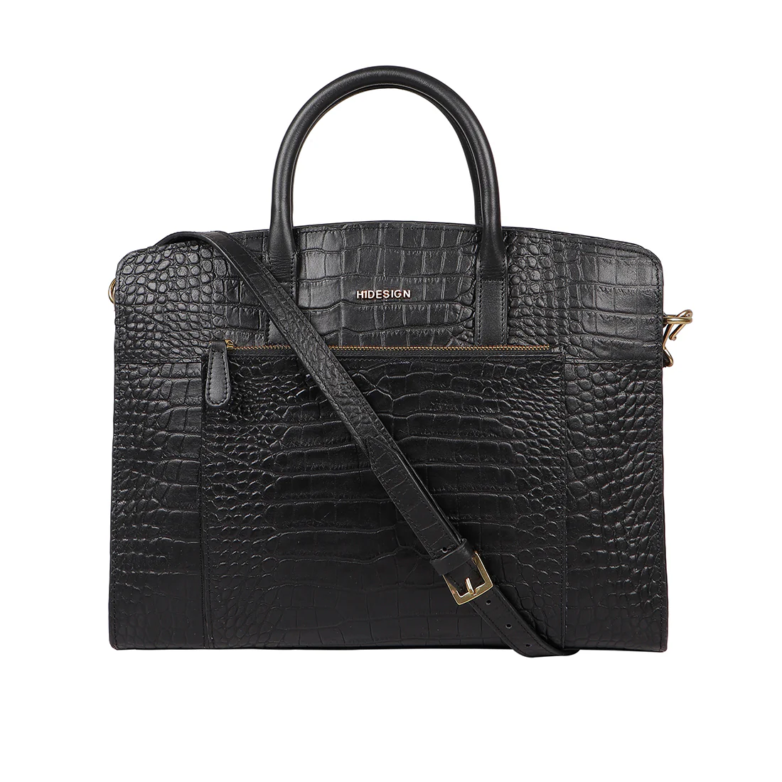 Ella 01 Black Leather Laptop Bag - Image 2