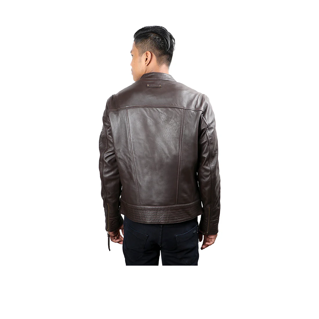 Elvis Presley Men's Brown Moto Style Leather Jacket - Image 3
