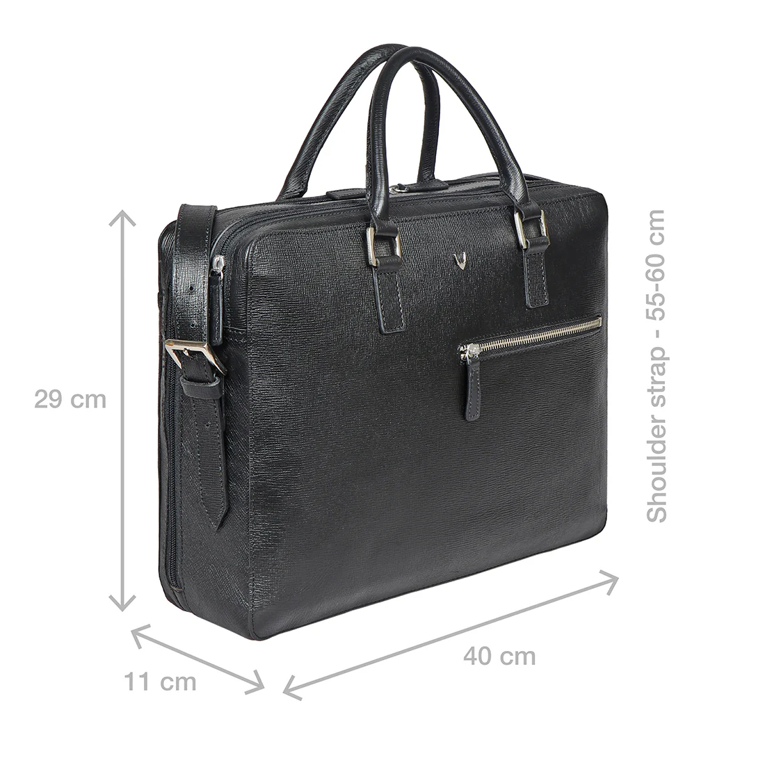 Enzo 01 Black Leather  Laptop Bag - Image 3