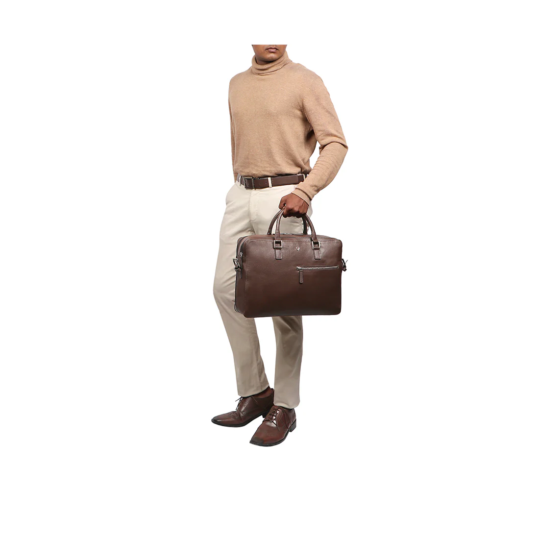 Enzo 01 Brown Leather Laptop Bag