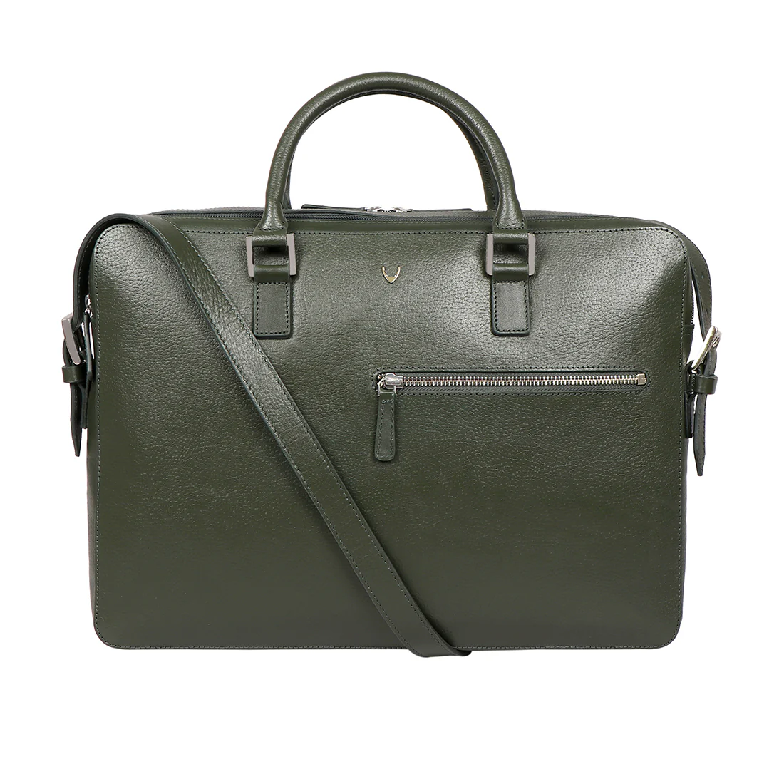 Enzo 01 Green Leather Laptop Bag - Image 2