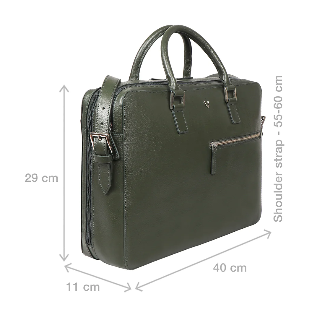 Enzo 01 Green Leather Laptop Bag - Image 3