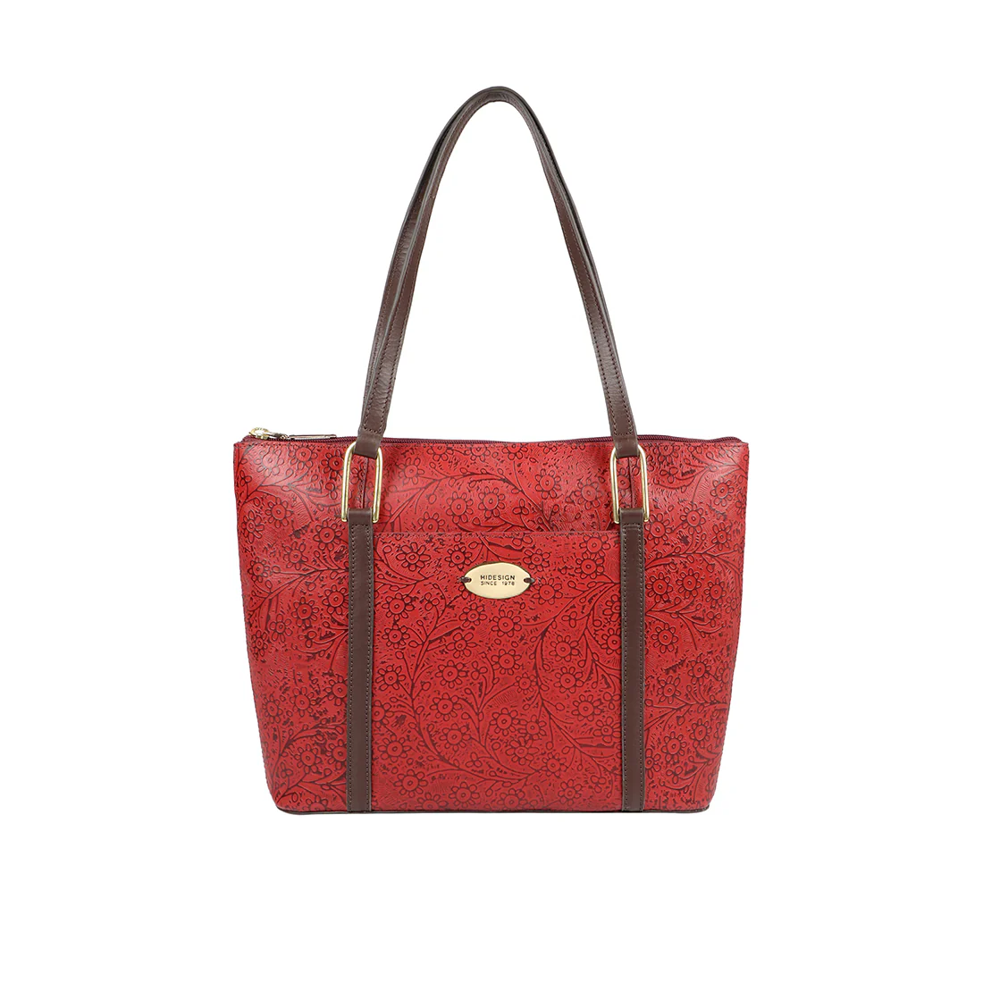 Fuschia 01 Sb Red Leather Tote Bag