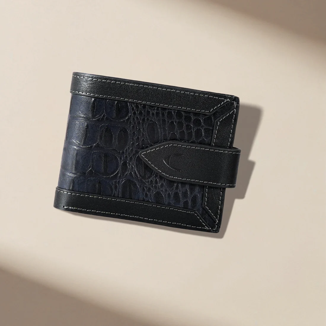 Gangnam W3 Blue Leather Bi-Fold Wallet - Image 2