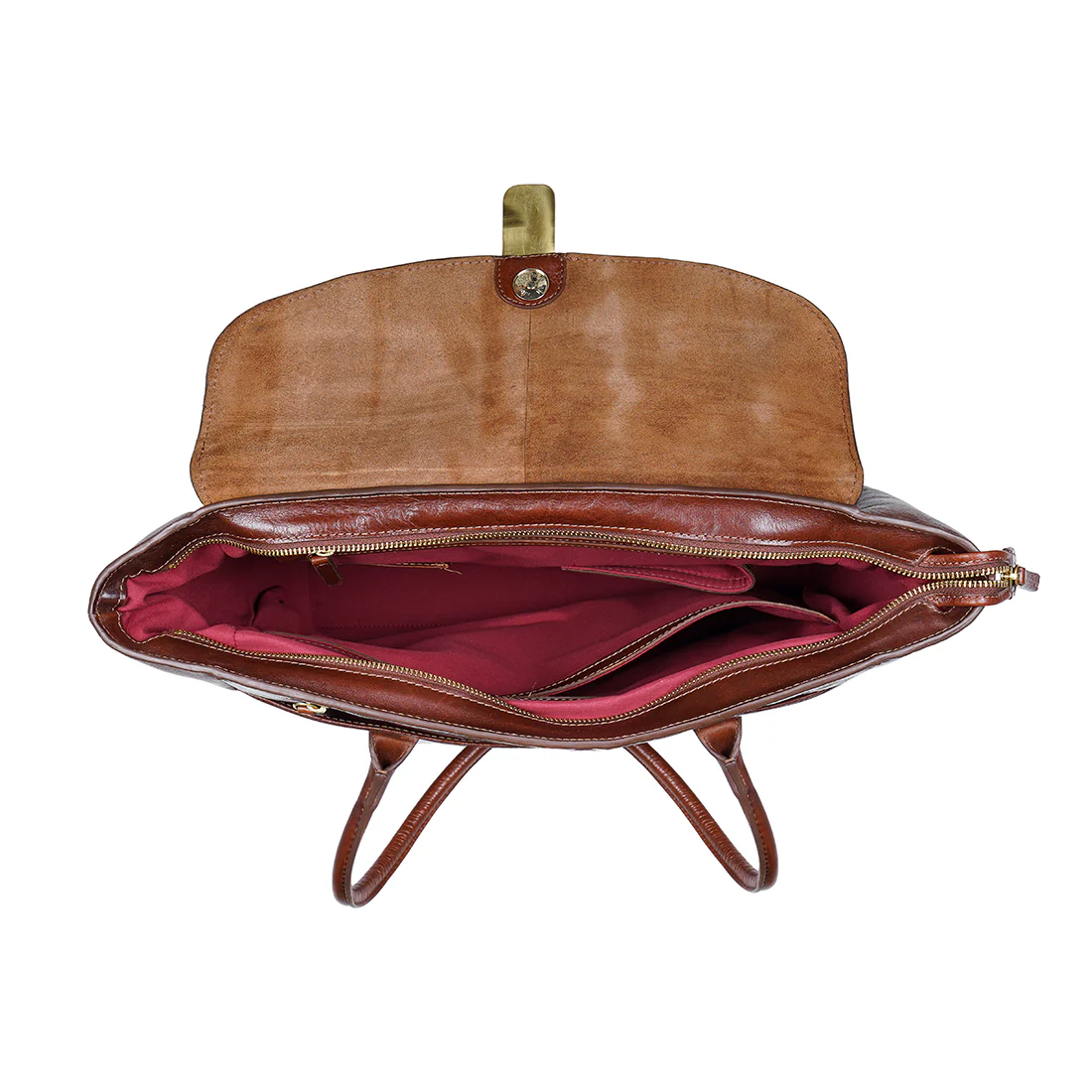 Geisha 04 Tan Leather Laptop Bag - Image 6