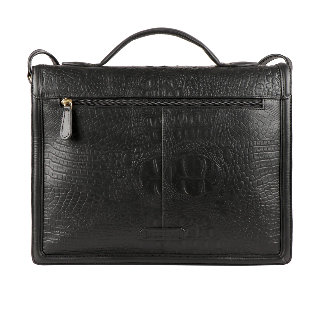 Glam 02 Black Leather Laptop Bag - Image 3