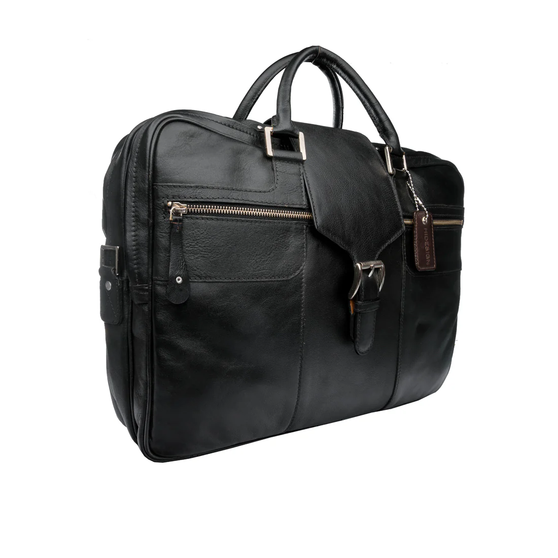 Golf 02 Black Leather Briefcase - Image 3