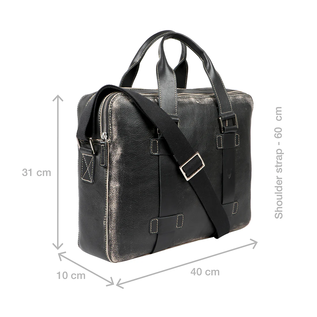 Grunge 02 Black Leather  Briefcase - Image 3