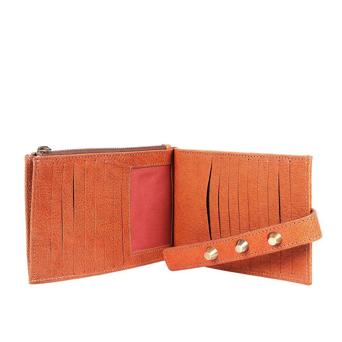 Guevara W2 Orange Leather Bi-Fold Wallet - Image 3
