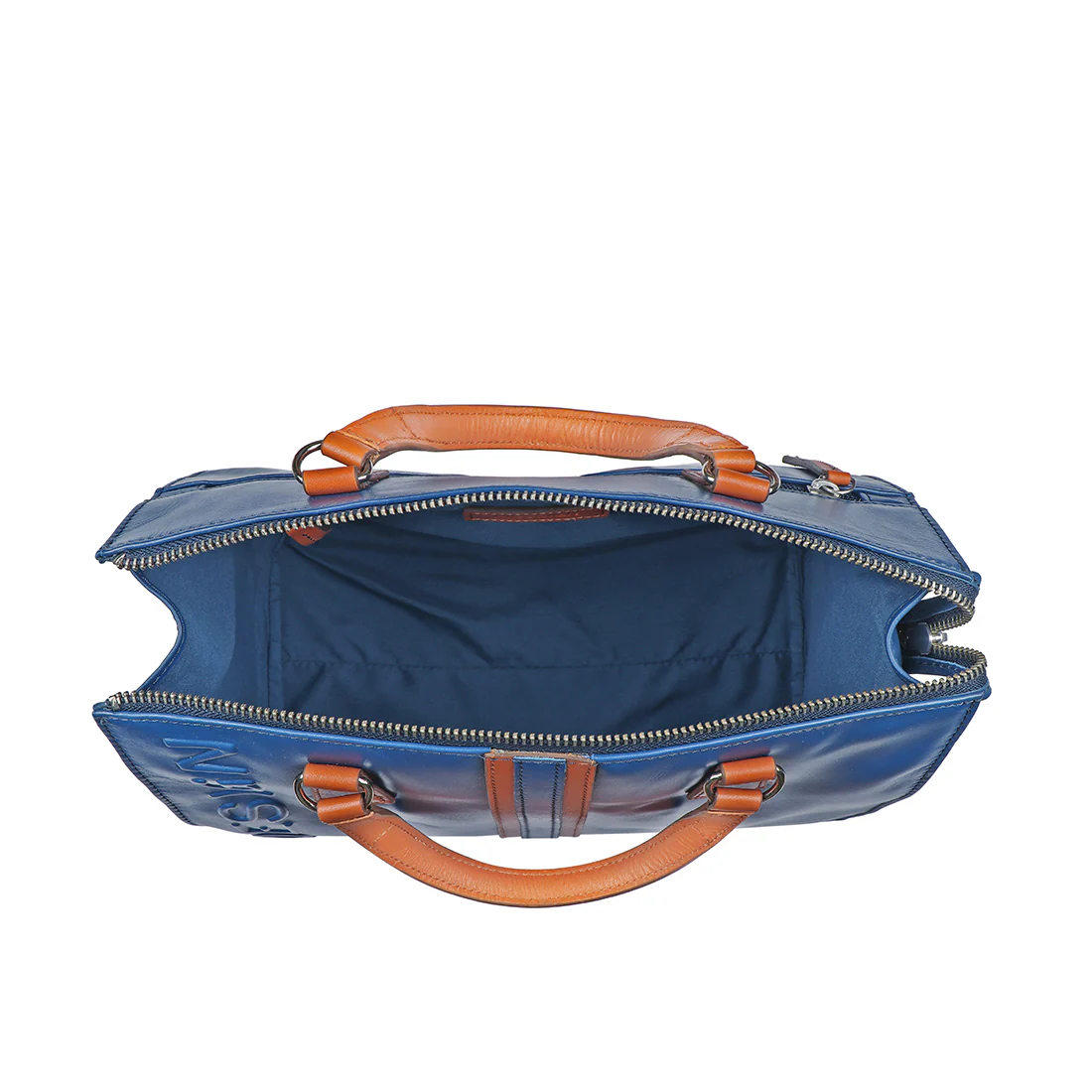 Harlem 03 Blue Leather Messenger Bag - Image 4
