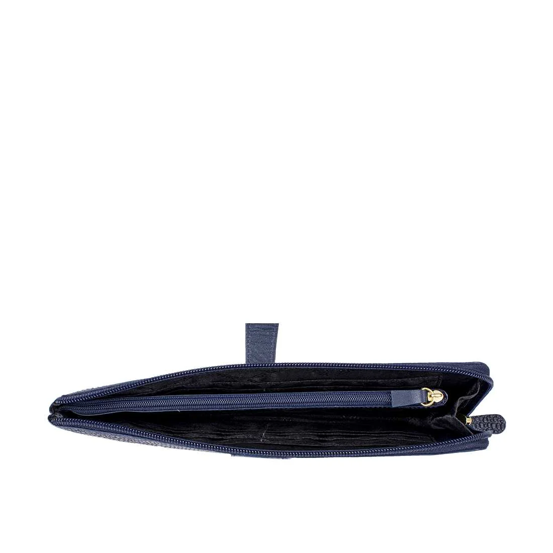 Hong Kongw3 Sb Blue Leather Zip Around Wallet - Image 4
