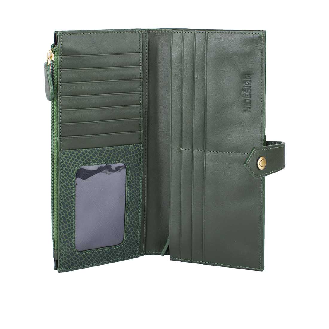 Hongkong W1 Sb Green Leather Zip Around Wallet - Image 5