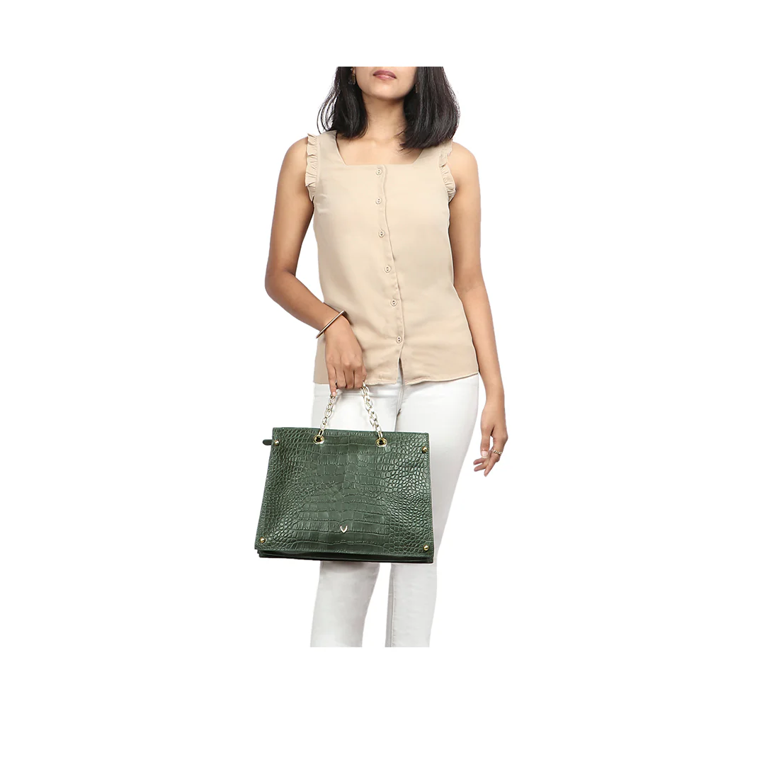 Jitterbug 02 Green Leather Satchel - Image 5