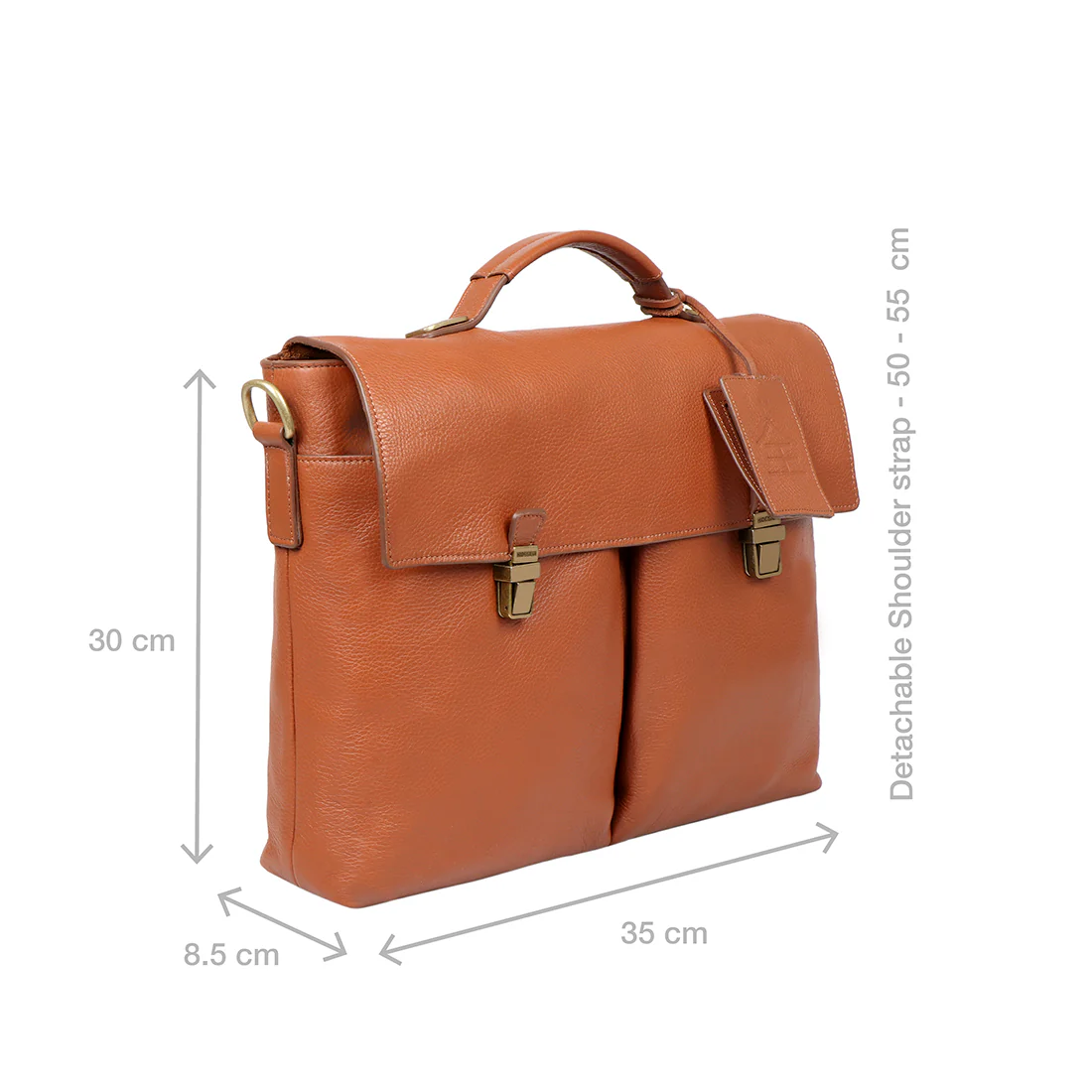 Kenji 01 Tan Leather Messenger Bag - Image 3