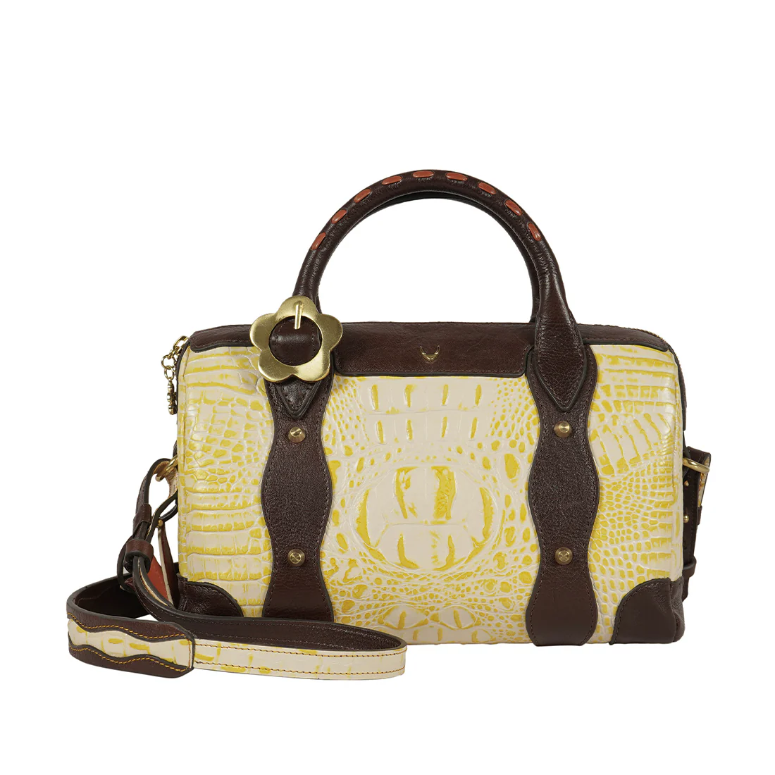Kiko - 02 Yellow Leather Bowling Bag - Image 4