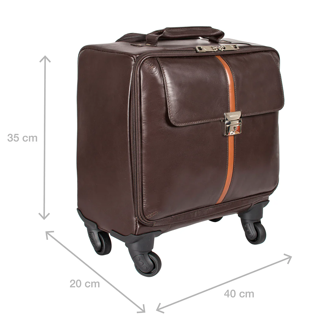 Kingsley 02 Brown Leather Trolley Bag - Image 2