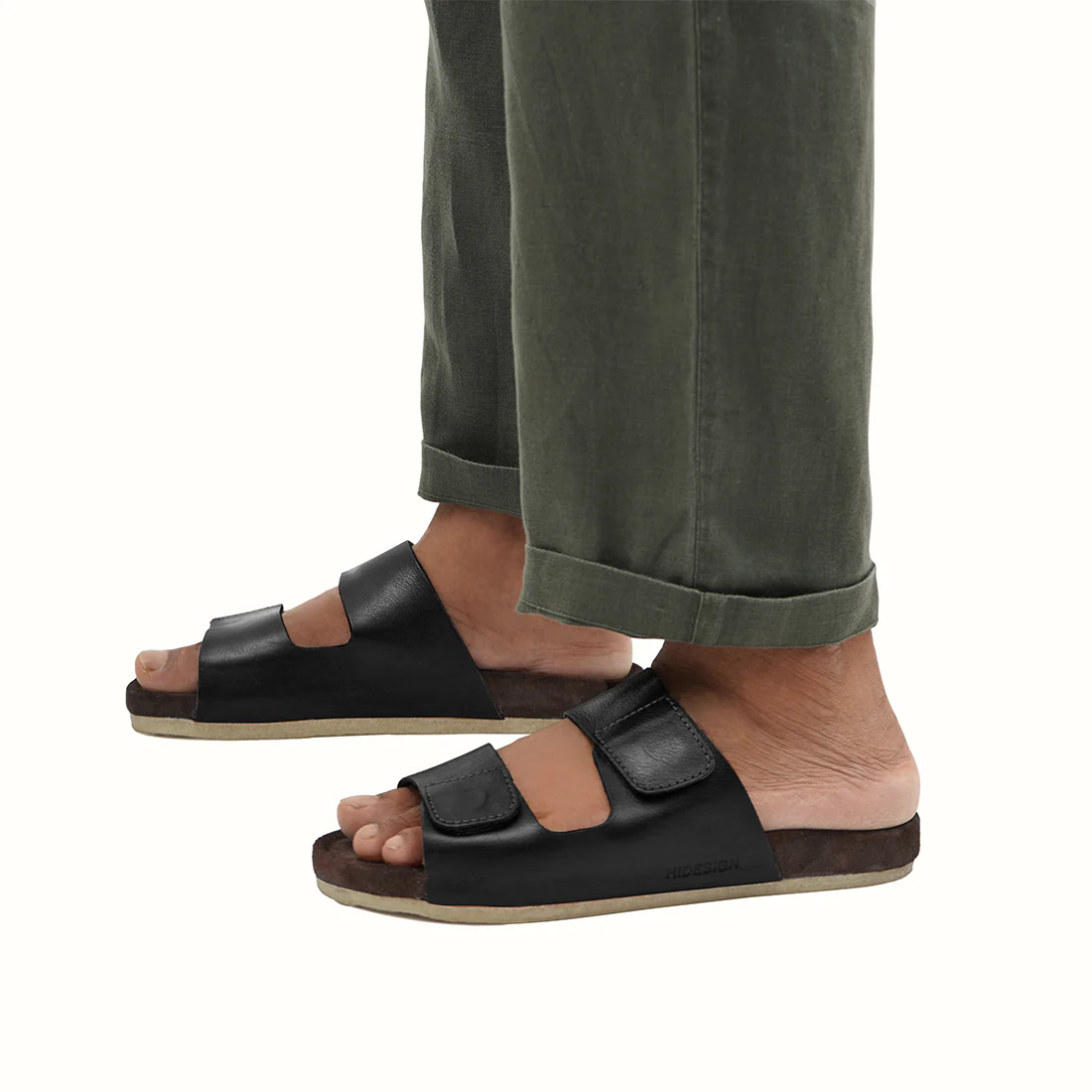 Kisawa Men's Black Leather Slides - Image 2
