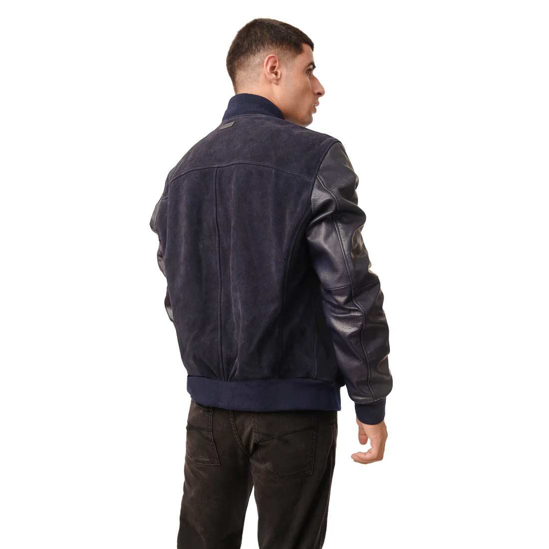 Kobe 01 Men's Blue Varsity Style Leather Jacket - Image 2