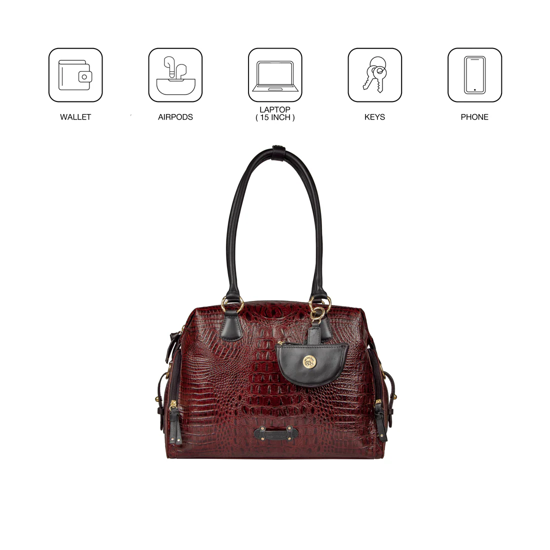 Kowloon 02 Red Leather Tote Bag - Image 14