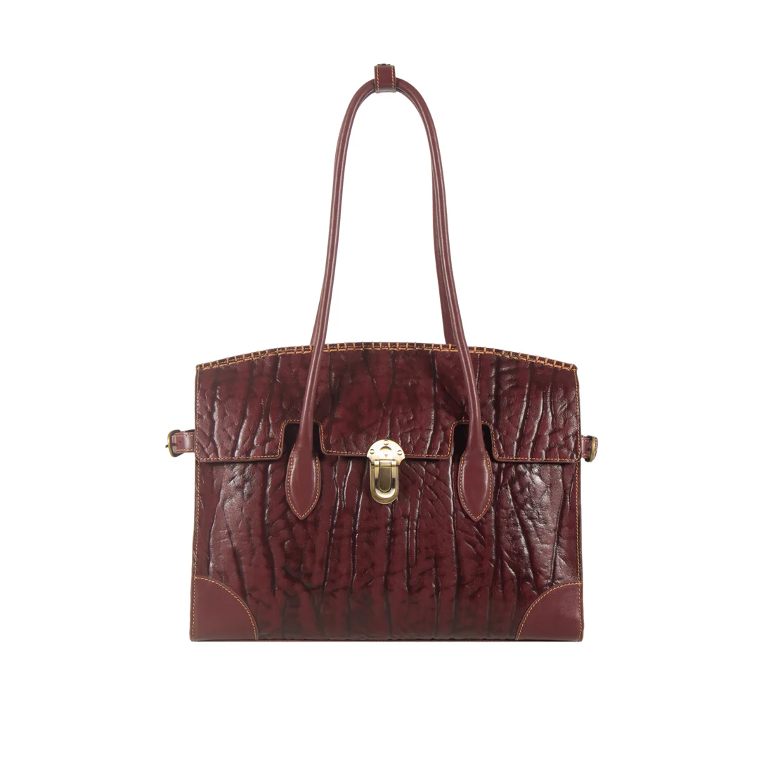 Kowloon 03 Red Leather Tote Bag - Image 3