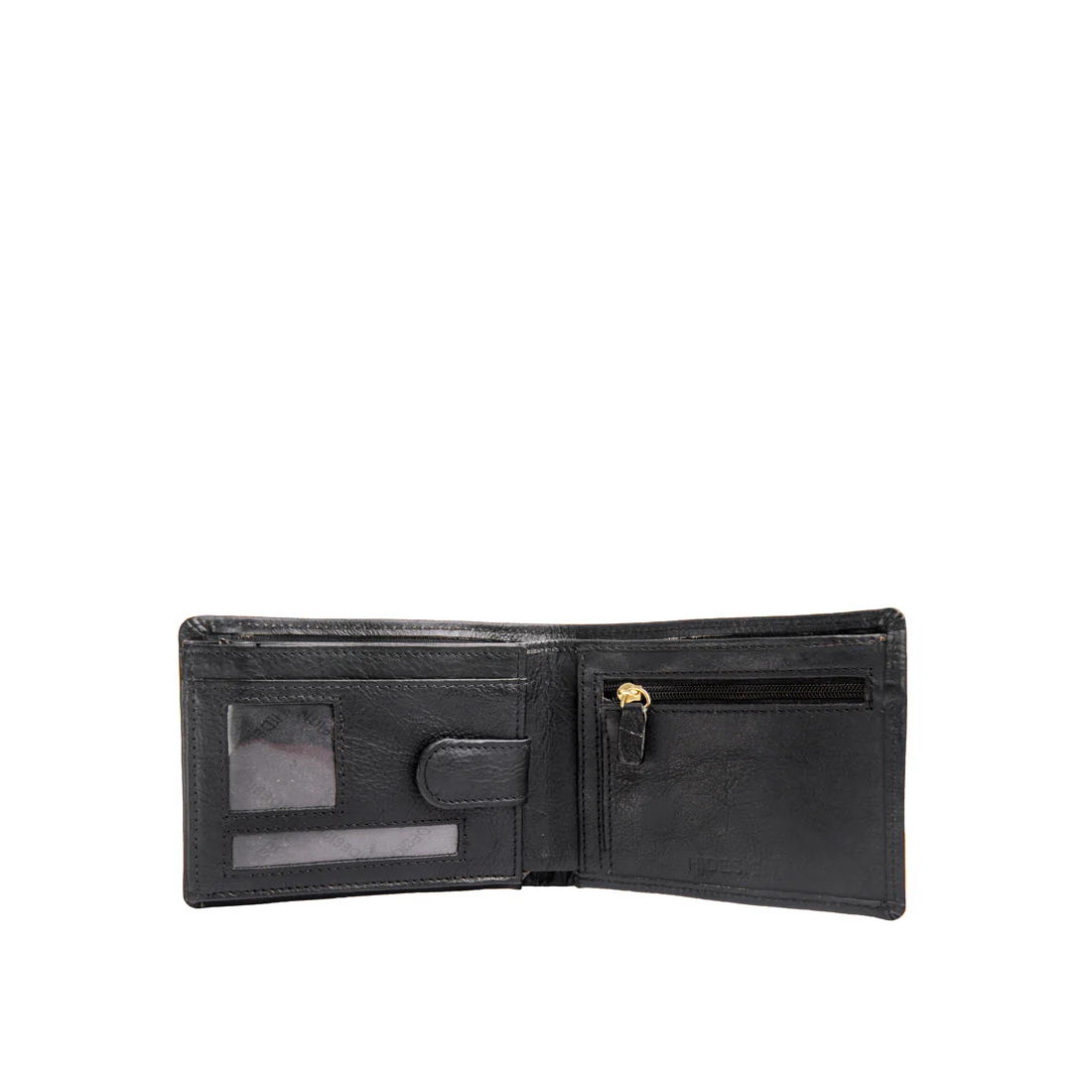 L103 N  Black Leather Bi-Fold Wallet - Image 4