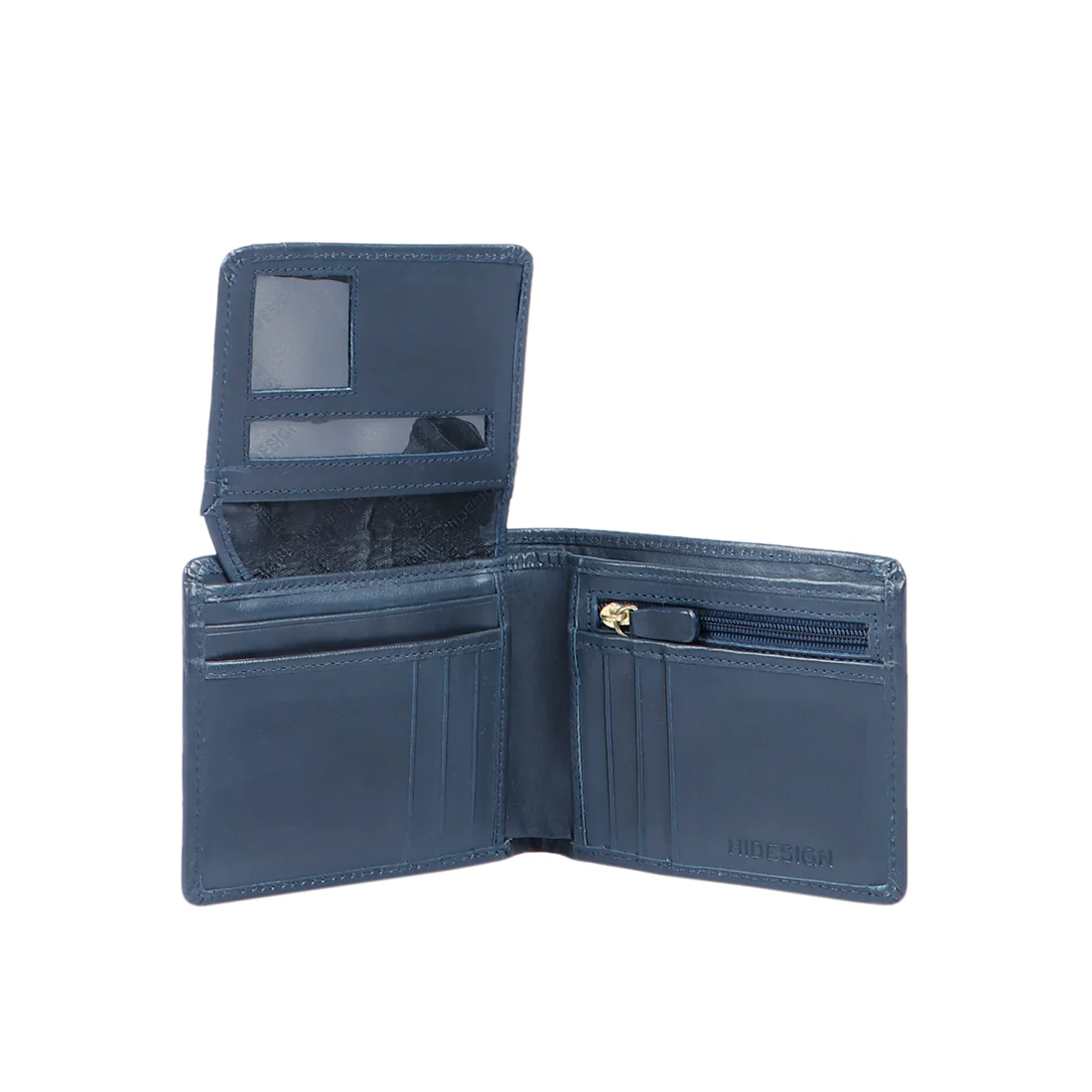 L107 N  Blue Leather Bi-Fold Wallet - Image 5