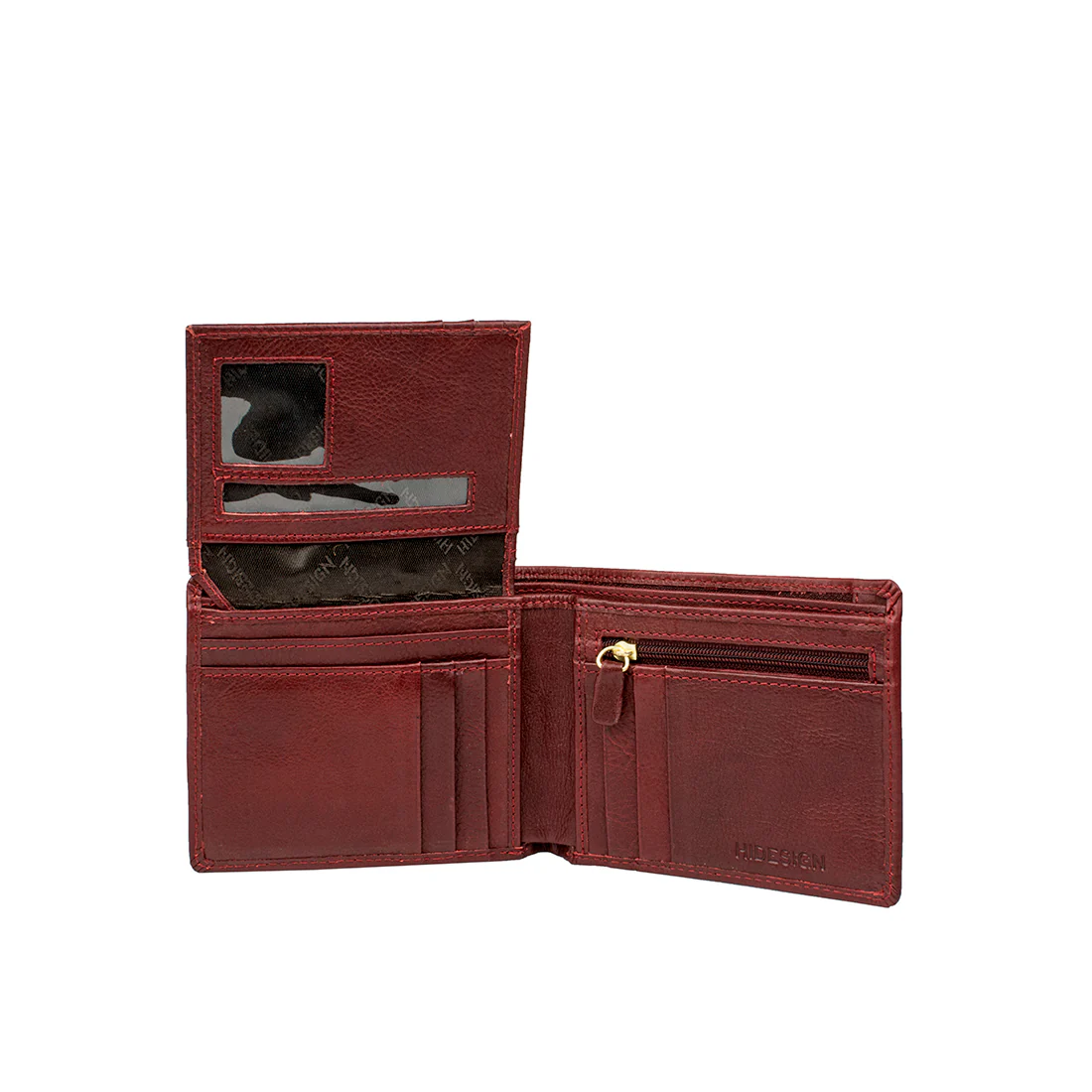 L107 N  Red Leather Bi-Fold Wallet - Image 4