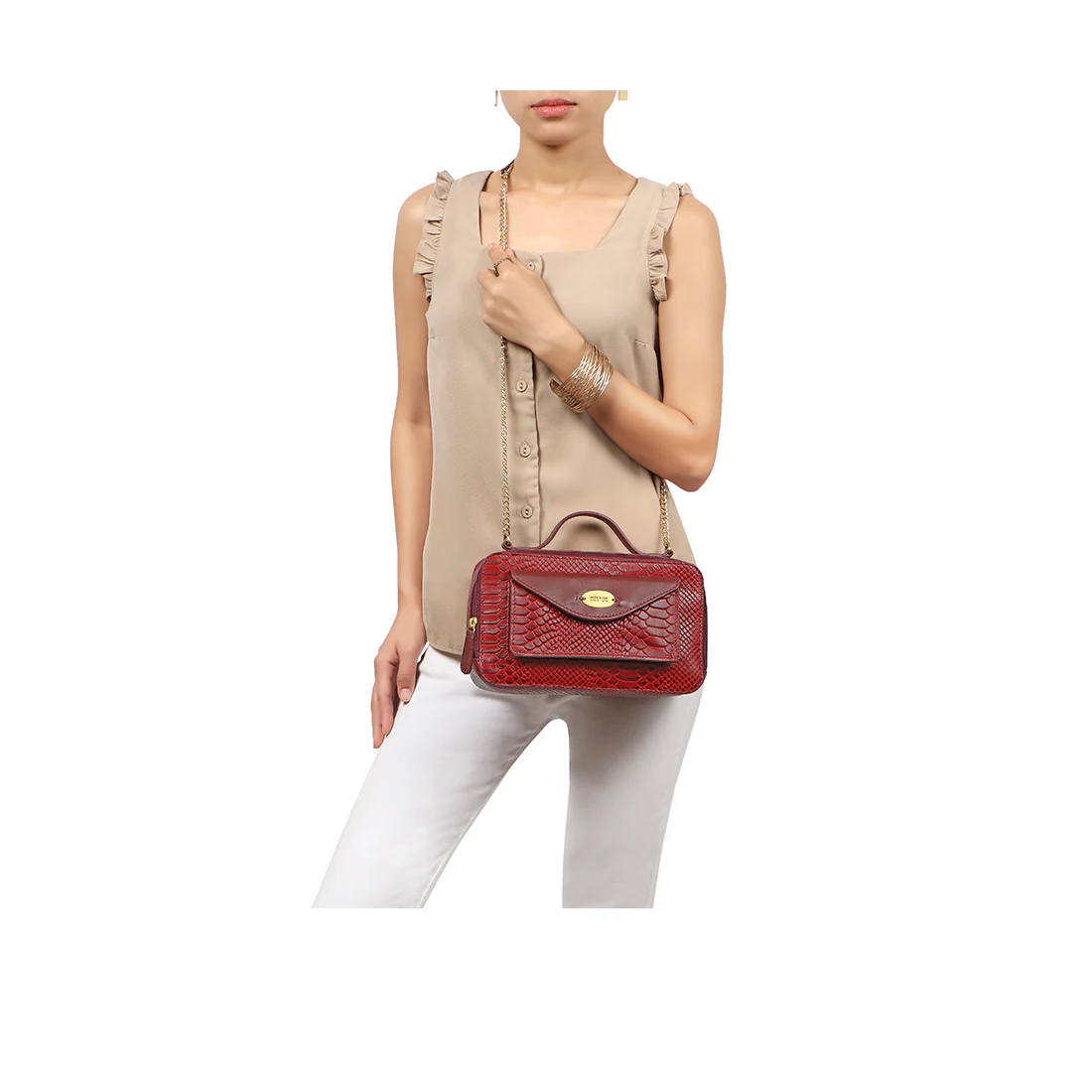 Lilac 02 Sb Red Leather Satchel
