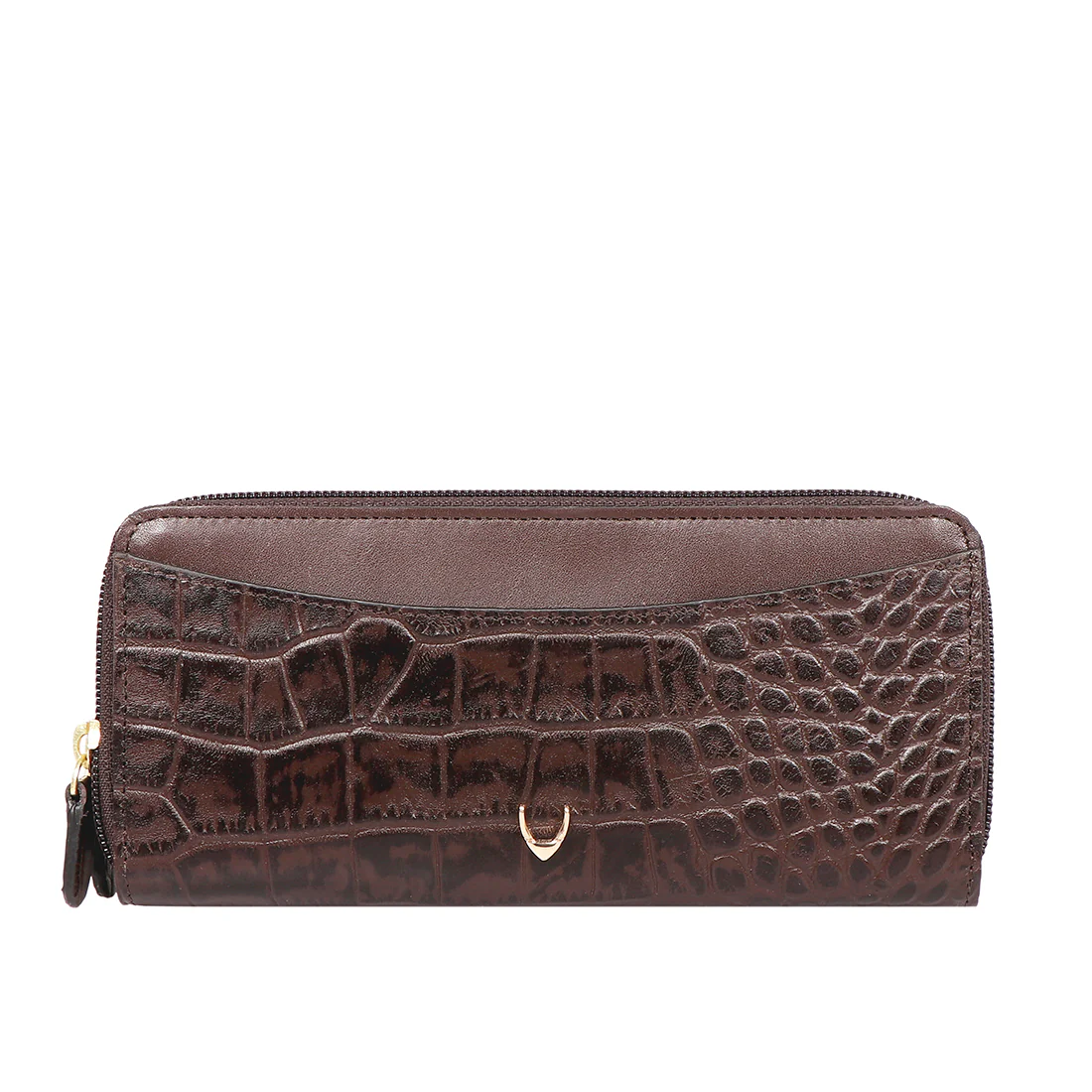 Lilac W1 Sb Brown Leather Double Zip Around Wallet