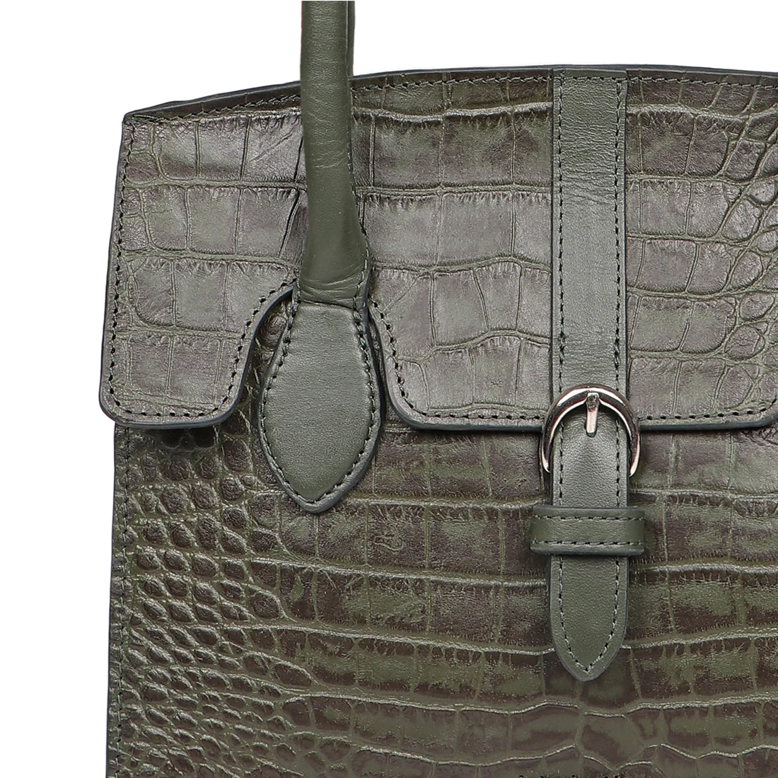 Lima 06 Green Leather Shoulder Bag - Image 4