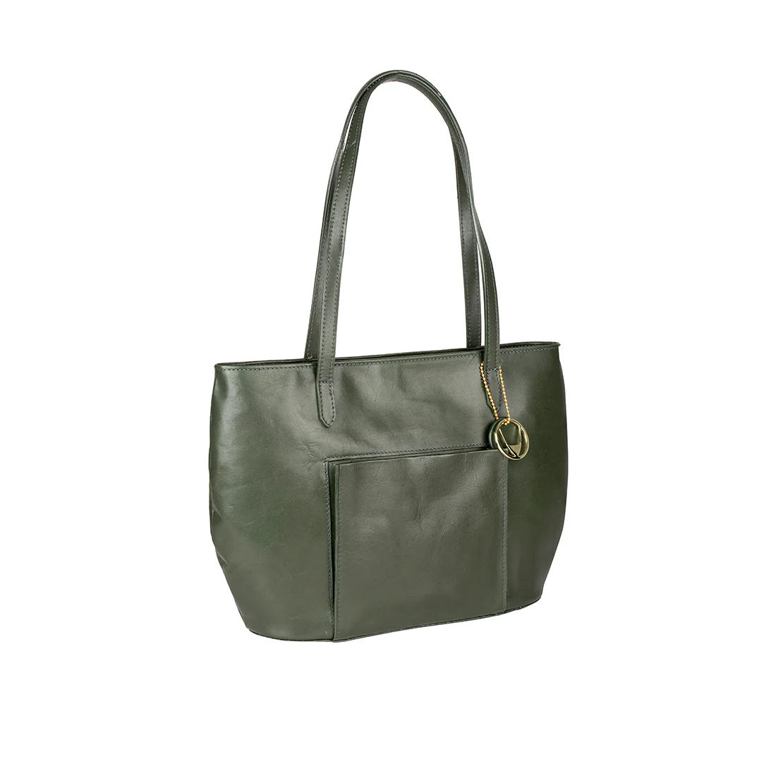 Liscio 01 Green Leather Tote Bag - Image 2