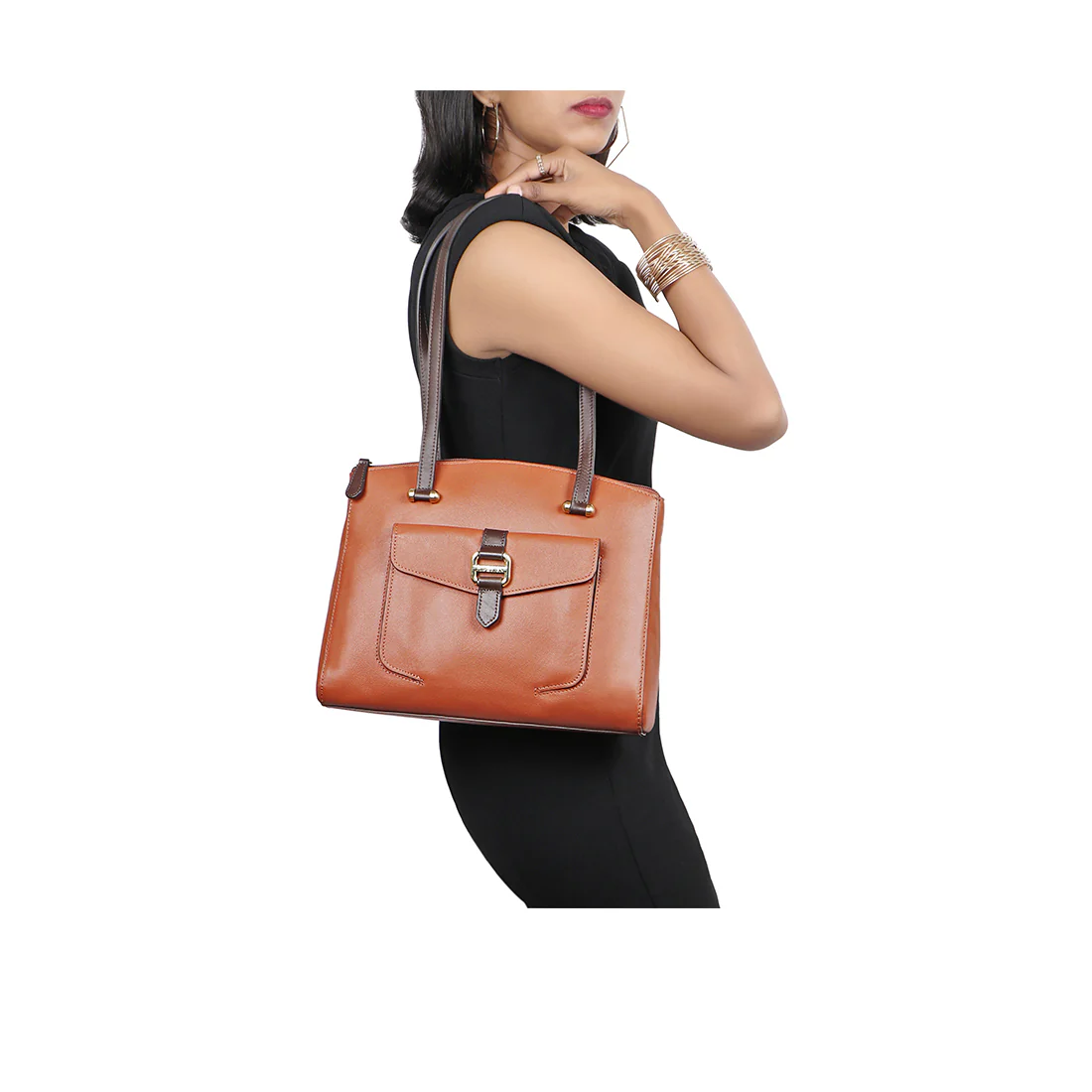 Lotus 02 Sb Tan Leather Tote Bag - Image 6