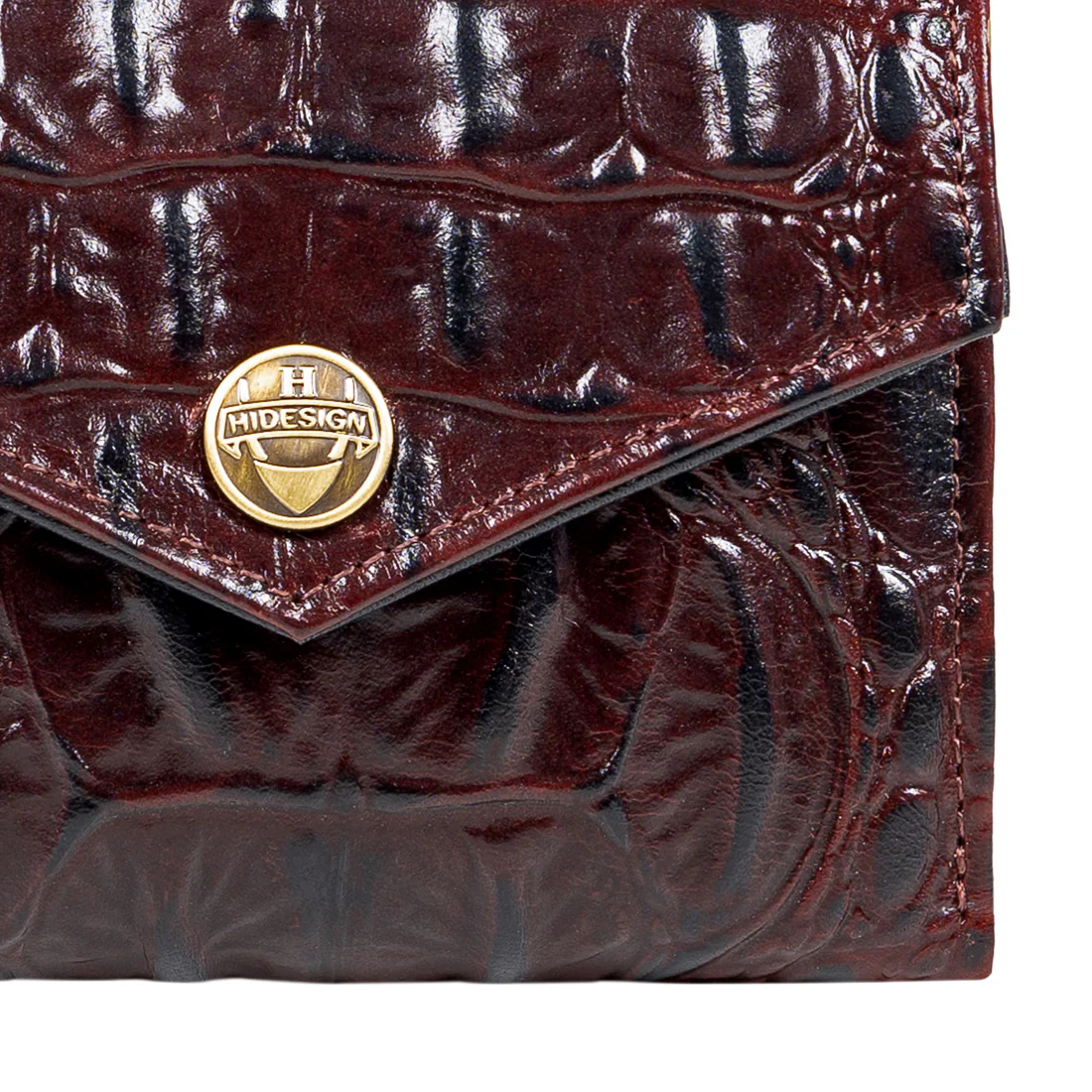Louvre W1 Red Leather Trifold Wallet - Image 12