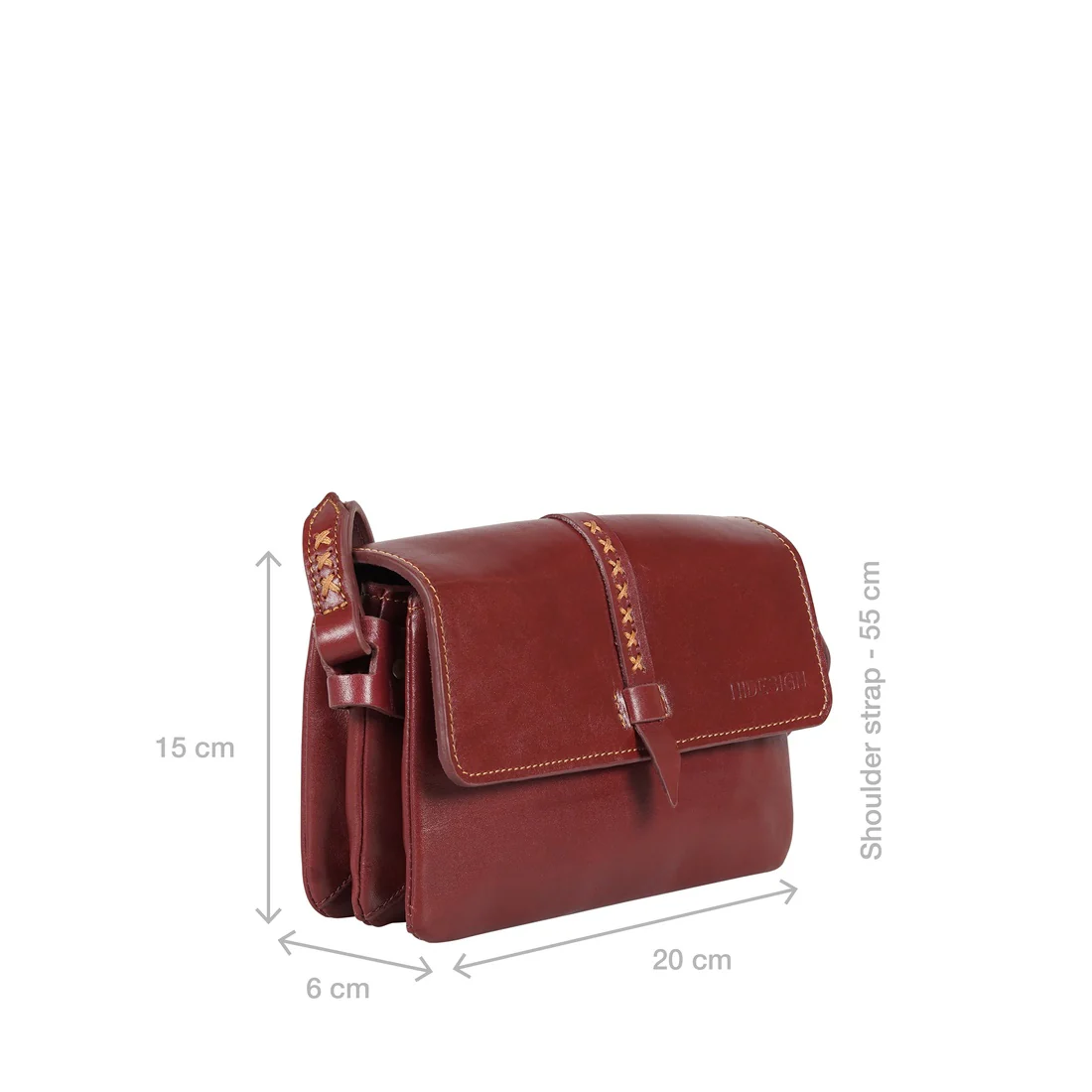 Lowell 01 Red Leather Sling Bag - Image 4