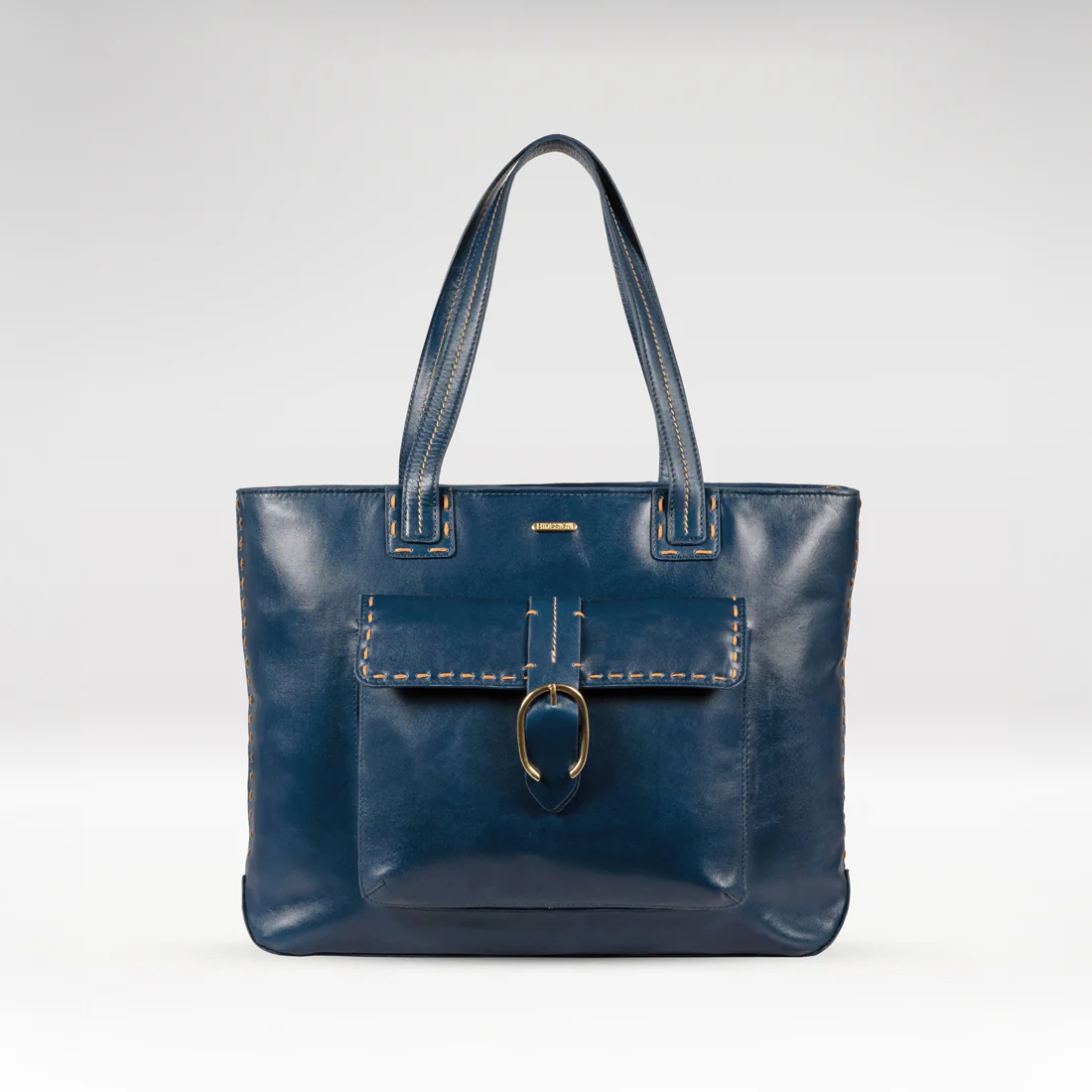 Lowell 02 Blue Leather Tote Bag