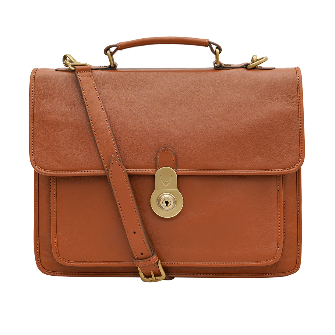 Lucca Tan Leather Briefcase