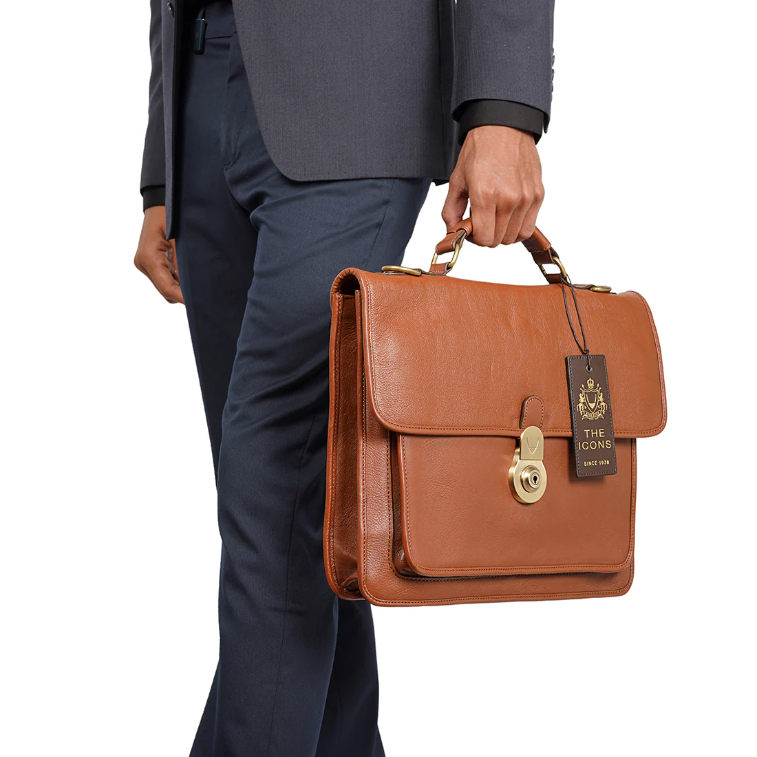 Lucca Tan Leather Briefcase - Image 2