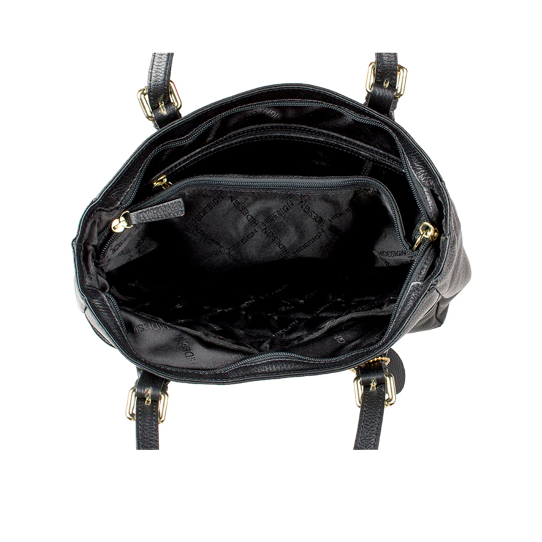 Lucia 01 Black Leather Tote Bag - Image 4