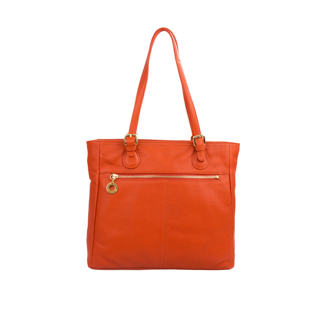 Lucia 01 Orange Leather Tote Bag - Image 3