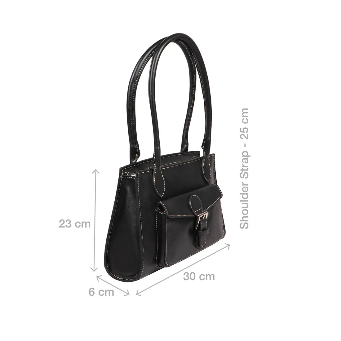 Malina 08 Black Leather Tote Bag - Image 3