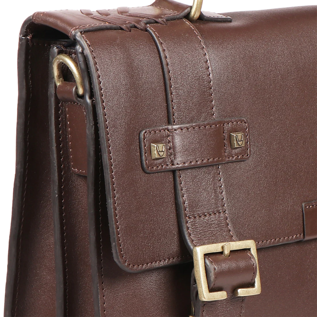 Mandela 02 Brown Leather Messenger Bag - Image 5