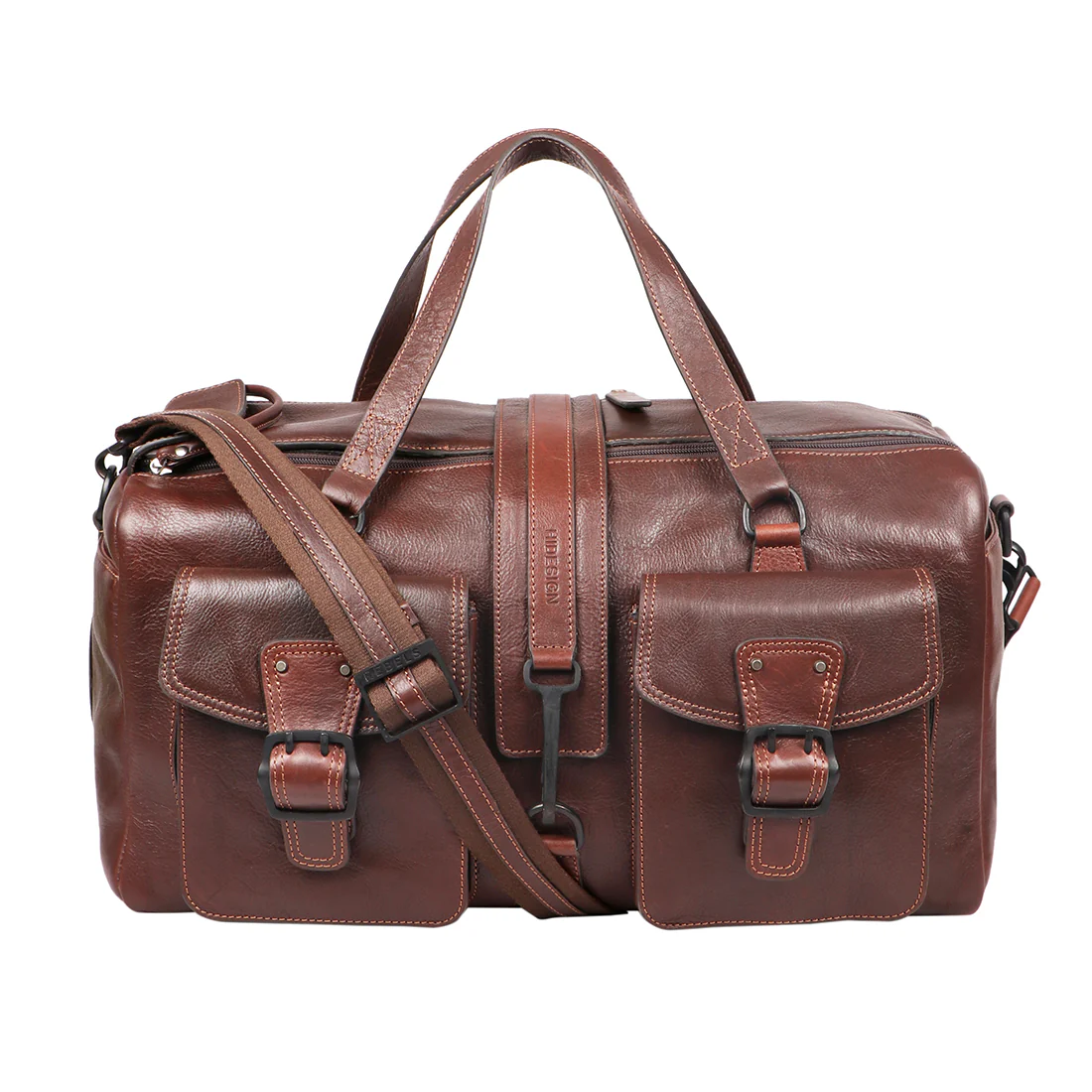 Mao 03 Brown Leather Duffle Bag - Image 2
