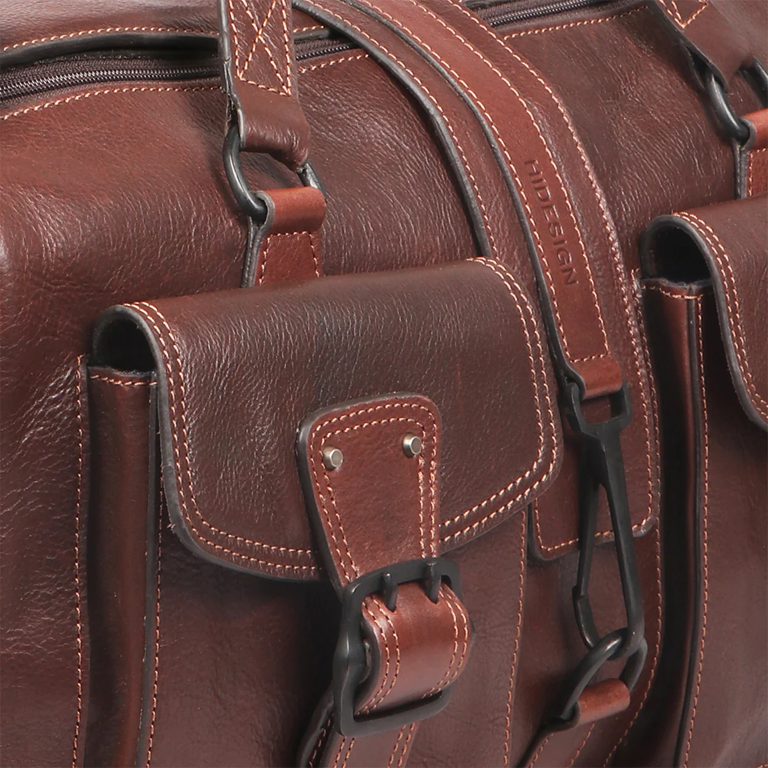 Mao 03 Brown Leather Duffle Bag - Image 5
