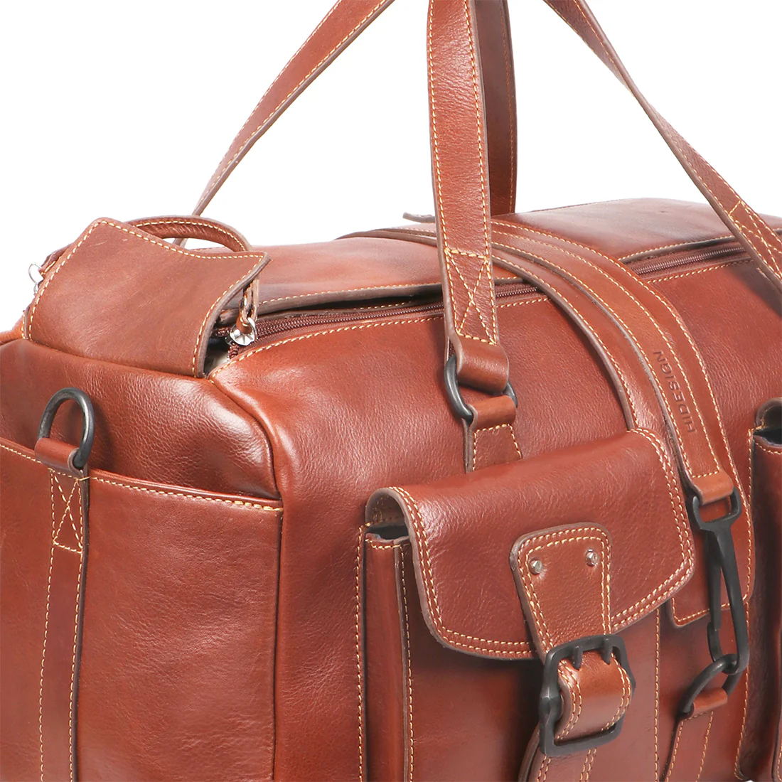 Mao 03 Tan Leather Duffle Bag - Image 5