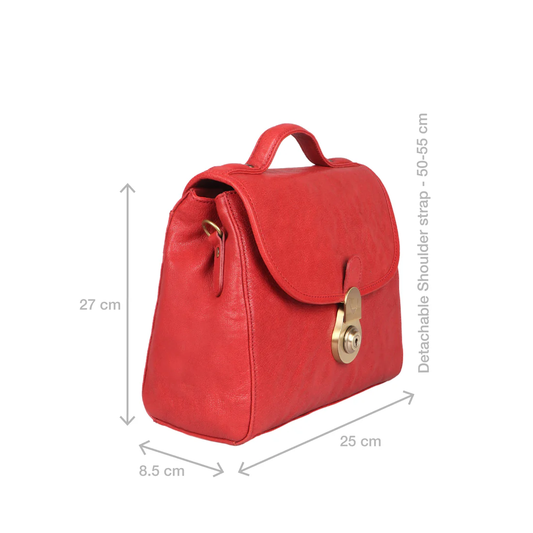 Marina Red Leather Satchel - Image 3