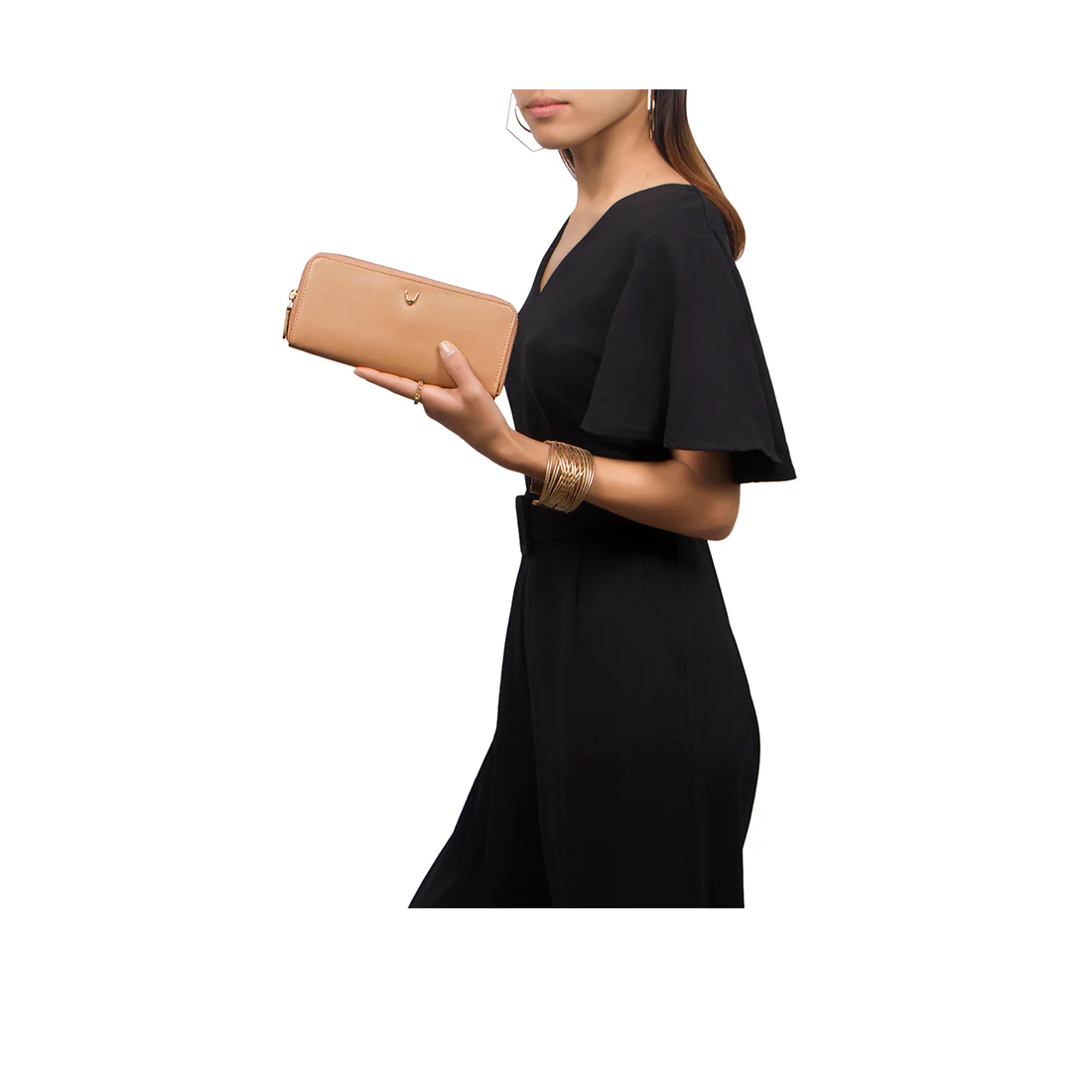 Martina Nude Leather Double Zip Around Wallet