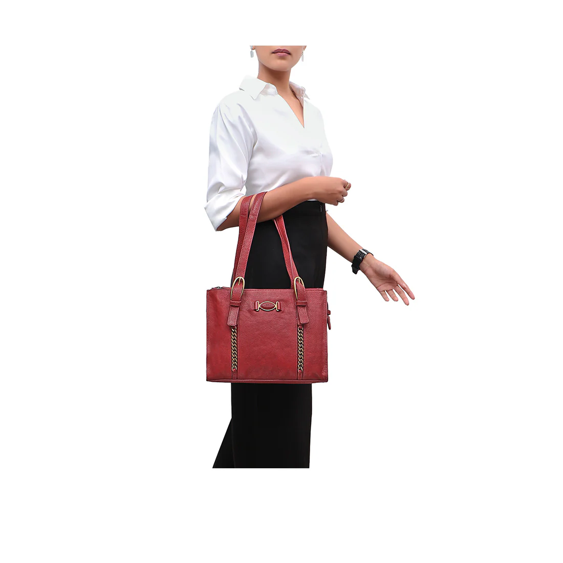 Metal 01 Marsala Leather Tote Bag