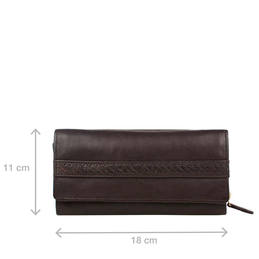 Mina W3  Brown Leather Trifold Wallet - Image 2